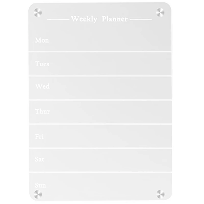 Transparent Weekly Meal Planner Magnetic Acrylic Board For Refrigerator Acrylic Magnet Weekly Calendar For Refrigerator