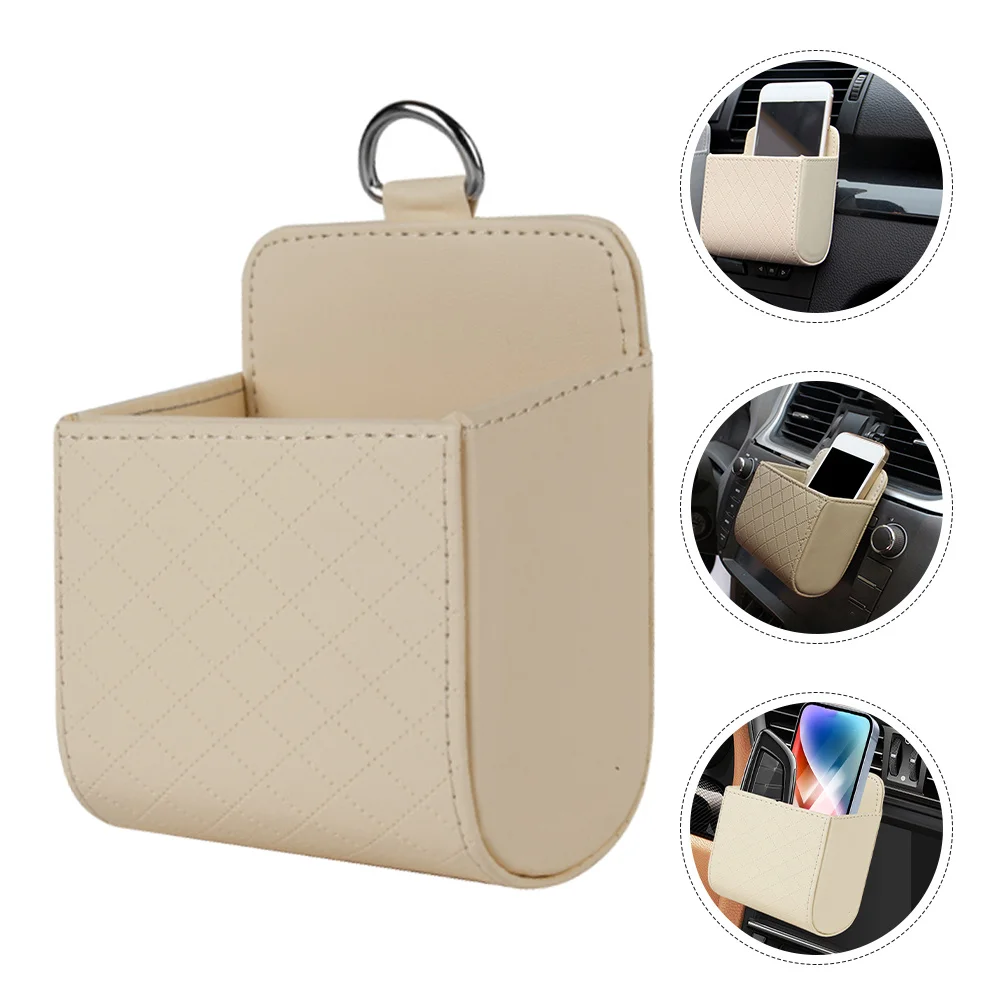 

Car Vent Storage Pouch Durable PU Easy Install Organizer for Phone Coins Small Items Interior Pocket Car Air Vent Pouch