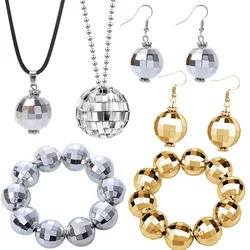 Disco Ball Necklaces Mirror Balls Costume Bracelet Earrings Rave Accessories 70s 80s Disco Party Stage Props Festivals Supplies