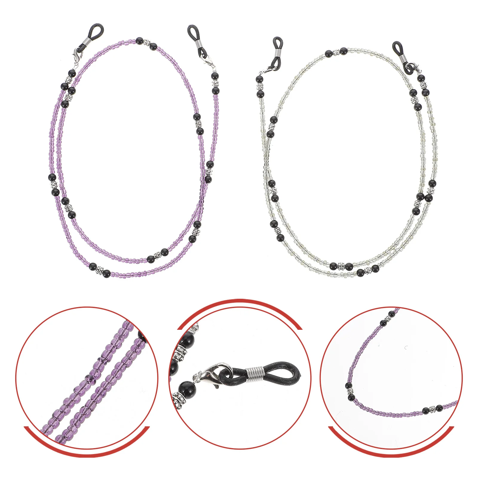 

2Pcs Eyeglasses Chain Decorative Strap Beaded Holder Chains for Women Reading Glasses Glasses String Fashion Accessory