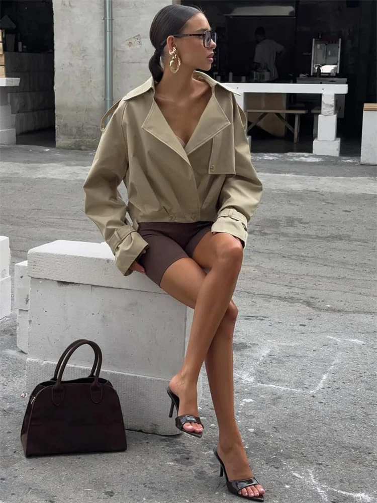 Tossy Autumn Casual Lapel Jackets Coat Female Suit Cropped Patchwork Long Sleeve Solid Commute Clothes Women's Outwear Jackets