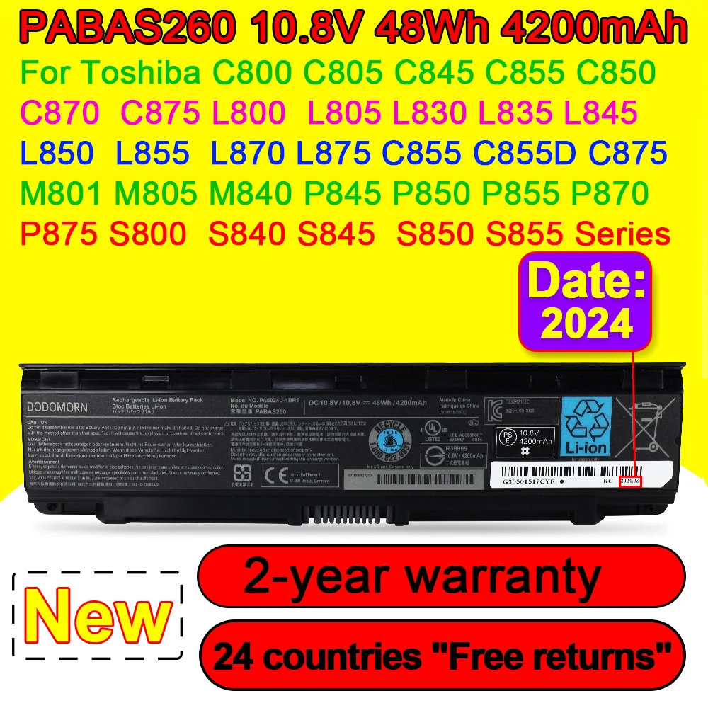 

Новый аккумулятор PABAS260 для ноутбука Toshiba C800 C805 C845 C855 C850 L845 L850 L855 L870 M801 M805 M840 P845 P850 P870 P875 S800