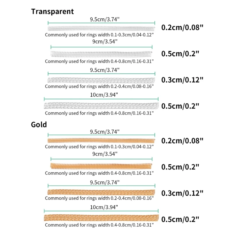 Ajustador de tamaño de anillo Invisible, protectores de silicona, espaciador de anillo en espiral transparente, 2 piezas, 41QC