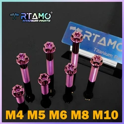 RTAMO Titanium Bolts M4 M5 M6 M8 M10 Pink Torx Head for Bicycle Motorbike Modification