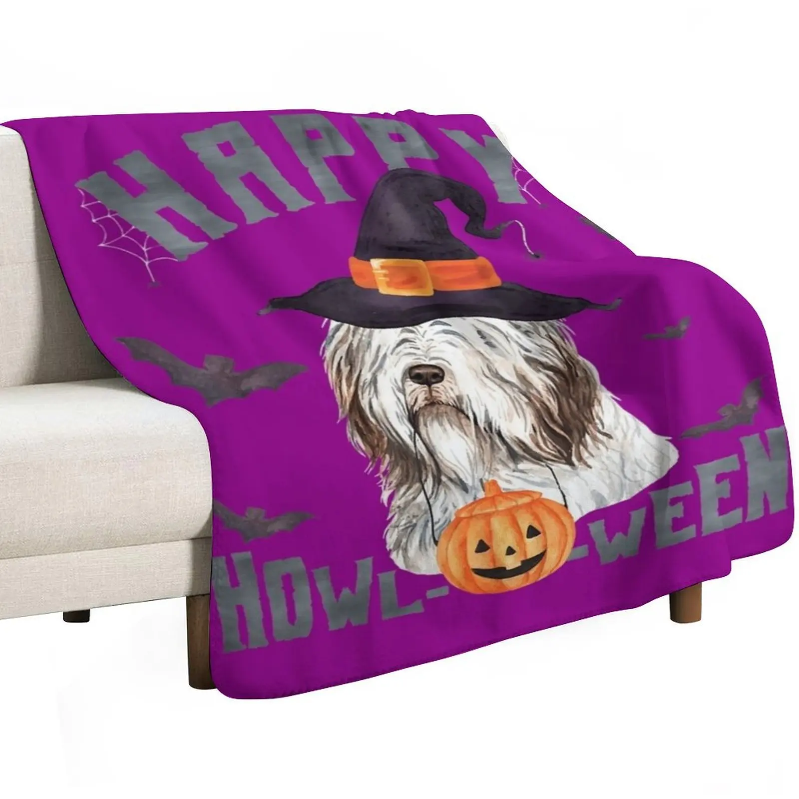 Happy Howloween Bearded Collie Dog Pun Halloween Costume Throw Blanket Furrys Comforter Multi-Purpose Baby Travel Blankets