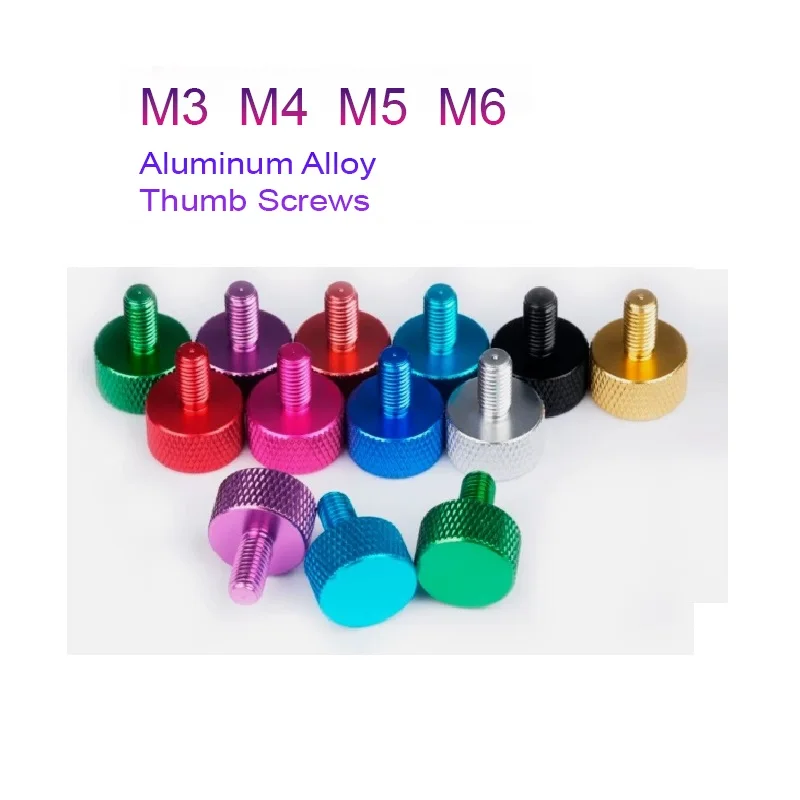 10pcs Aluminum Thumb Screw Computer Case Screw Knurled Hand Screws Anodized 10 Colors M3 M4 M5 M6