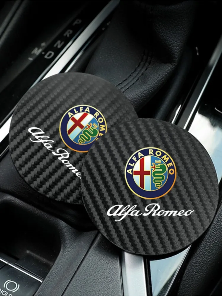 2 pièces de sous-verres de voiture, tapis pour gobelets à eau, coussinets imperméables pour Alfa Romeo 156 159 147 4C 8C 166 Giulia Giulietta Mito Spider Tonale