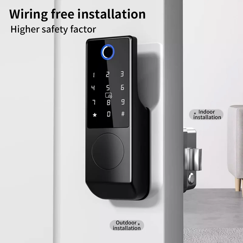في الهواء الطلق بصمة كلمة المرور IC Tuya Ttlock App أقفال الأبواب الذكية اللاسلكية المقاومة للماء للمنزل