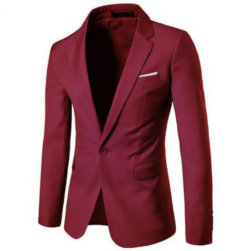 Men's Casual Sport Coats Slim Fit One Button Suit Lightweight Sports