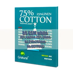 GCYT006-Papel de lino 75% de algodón, papel A4 25% x 210mm, color blanco con fibra roja y azul, sin almidón, impermeable, 297 hojas, 85gsm