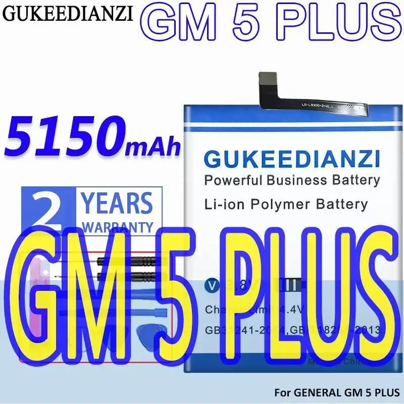 

Надежный блок питания, аккумулятор для мобильного телефона 5150 мАч, стабильный для General GM5 Plus GM 5