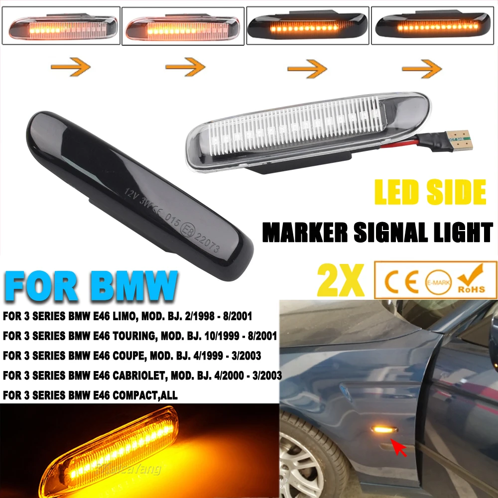 Flowing Side Marker Lamp Dynamic Blinker Indicator LED Turn Signal Light For BMW 3 Series E46 Sedan Coupe Wagon Convertible