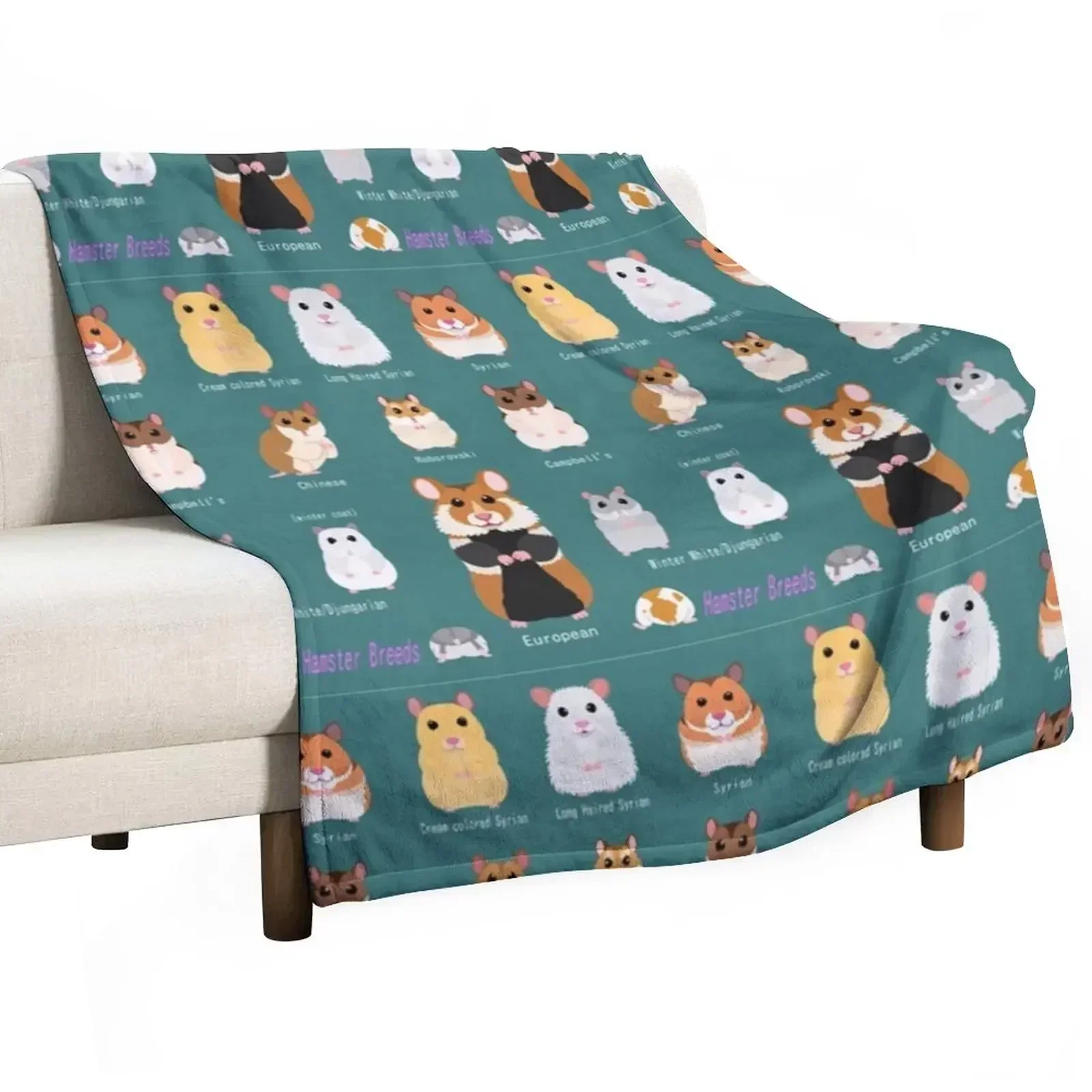 Hamster Breeds syrian hamster Throw Blanket Warm Shaggy sofa bed Blankets