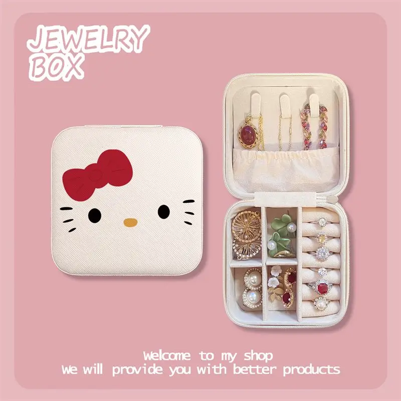 

Sanrio Kawaii Anima Hello Kitty Storage Box Jewelry Case Cute Sweet Pochacco Cartoon Portable Jewel Case Lovely Gifts for Girls