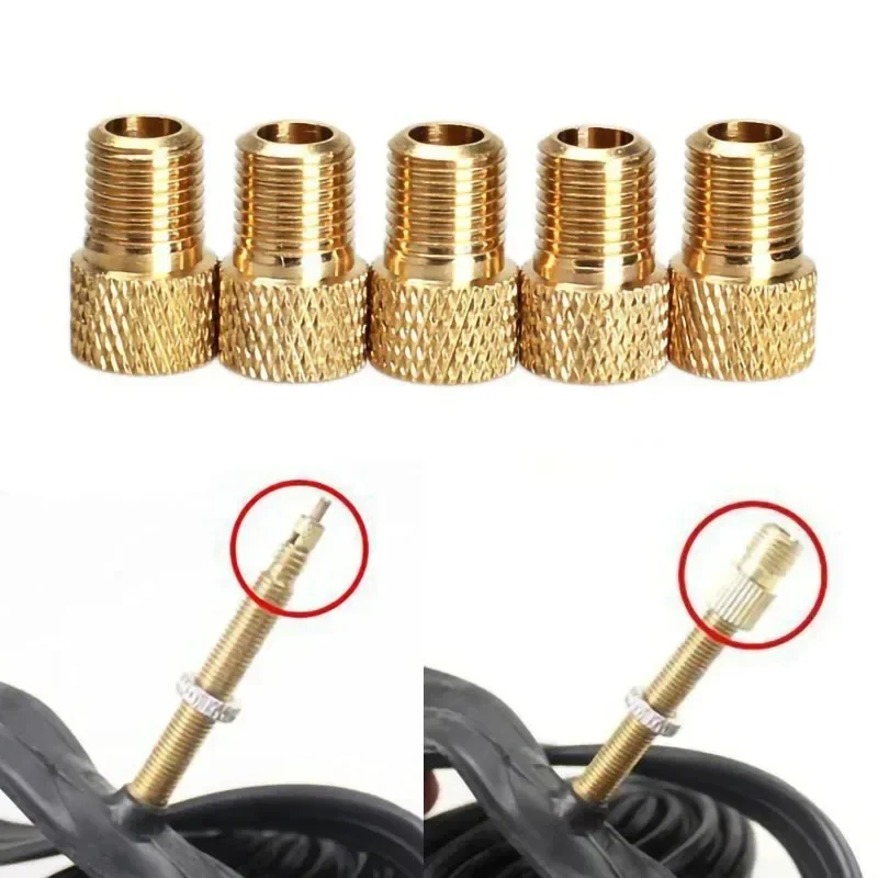 4PC F/V To A/V Valve Adapter Bike Value Converter Presta To Schrader Golden Bike Tire French Valve Adapter Bicycle Accessories