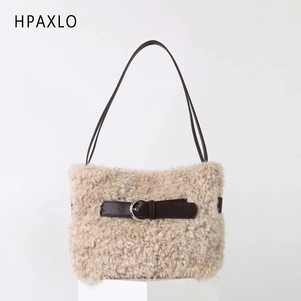 

Новая модная плюшевая сумка на плечо, элегантная повседневная дизайнерская сумка через плечо для женщин, осенне-зимняя трендовая стильная сумка de luxe femme