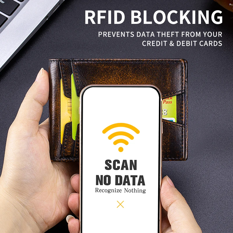 SCHLATUM Front Pocket Wallet for Men Slim Lightweight RFID Blocking Genuine Leather Bifold Thin Wallet with 10 Card Slots