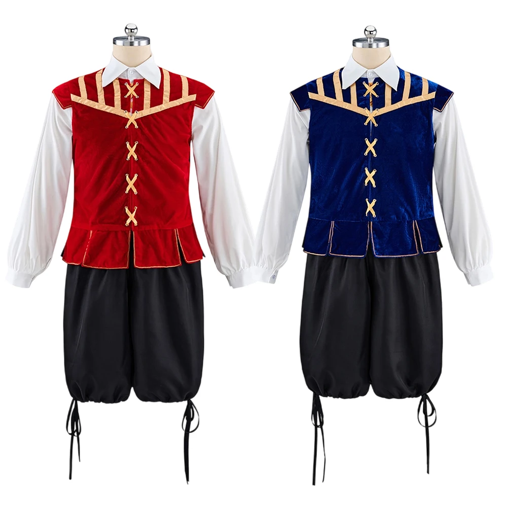 

Medieval Viking Pirate Costume Men's Gothic Punk Renaissance Knight Vest Shirt Pants Full Set Tudor Elizabethan Prince Uniform