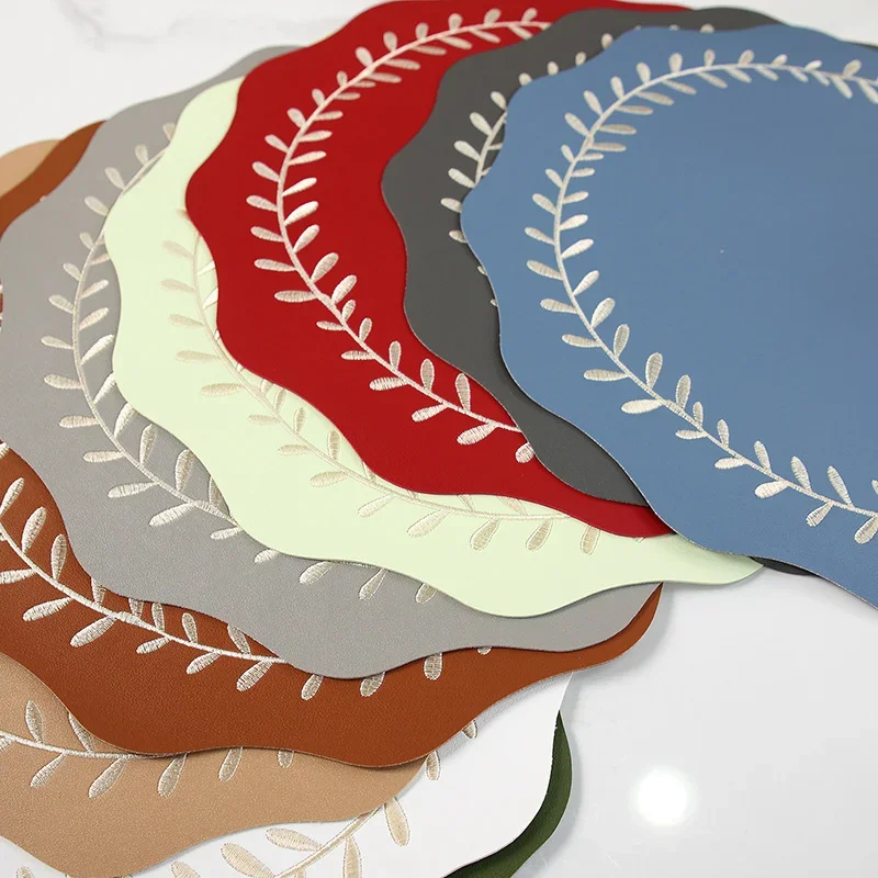 Embroidered Placemat PVC Imitation Leather Table Mat Heat Insulation Mat Waterproof And Oil-Proof Western Food Advanced Sense