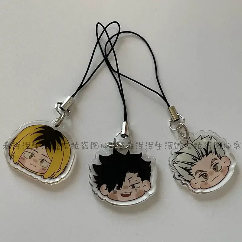 Haikyuu Mobiele Telefoon Ketting Kozume Kenma Shoyo Hinata Touw Opknoping Q Versie Acryl Hanger Schattige Anime Goederen Accessoires Cadeau