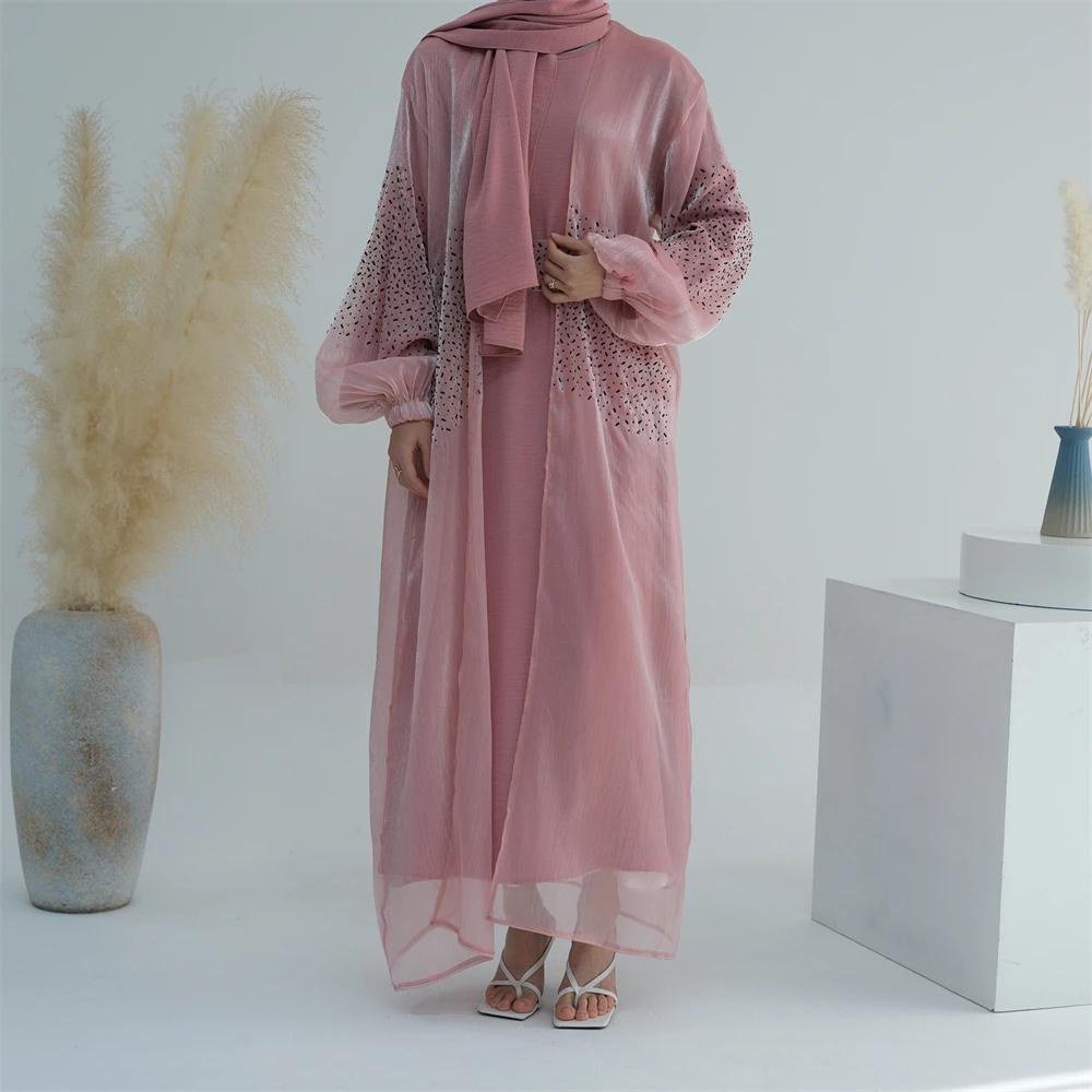 

Modest Abaya for Muslim Women Open Cardigan Maxi Dresses Turkey Kimono Islamic Arab Robe Dubai Kaftan Femme Jalabiya Eid Ramadan