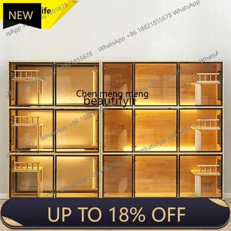 

P178 L Three-Layer Breeding Cat Cage Solid Wood Cat Villa Foster Breeding Cage Pet Shop Display Cage Cabinet