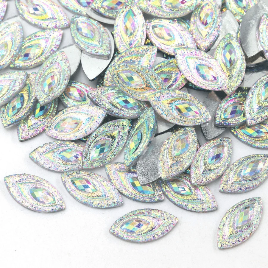 50 new 9 * 18mm horse eye shaped resin eyebrow center rhinestones suitable for DIY clothing decoration jewelry making decoration
