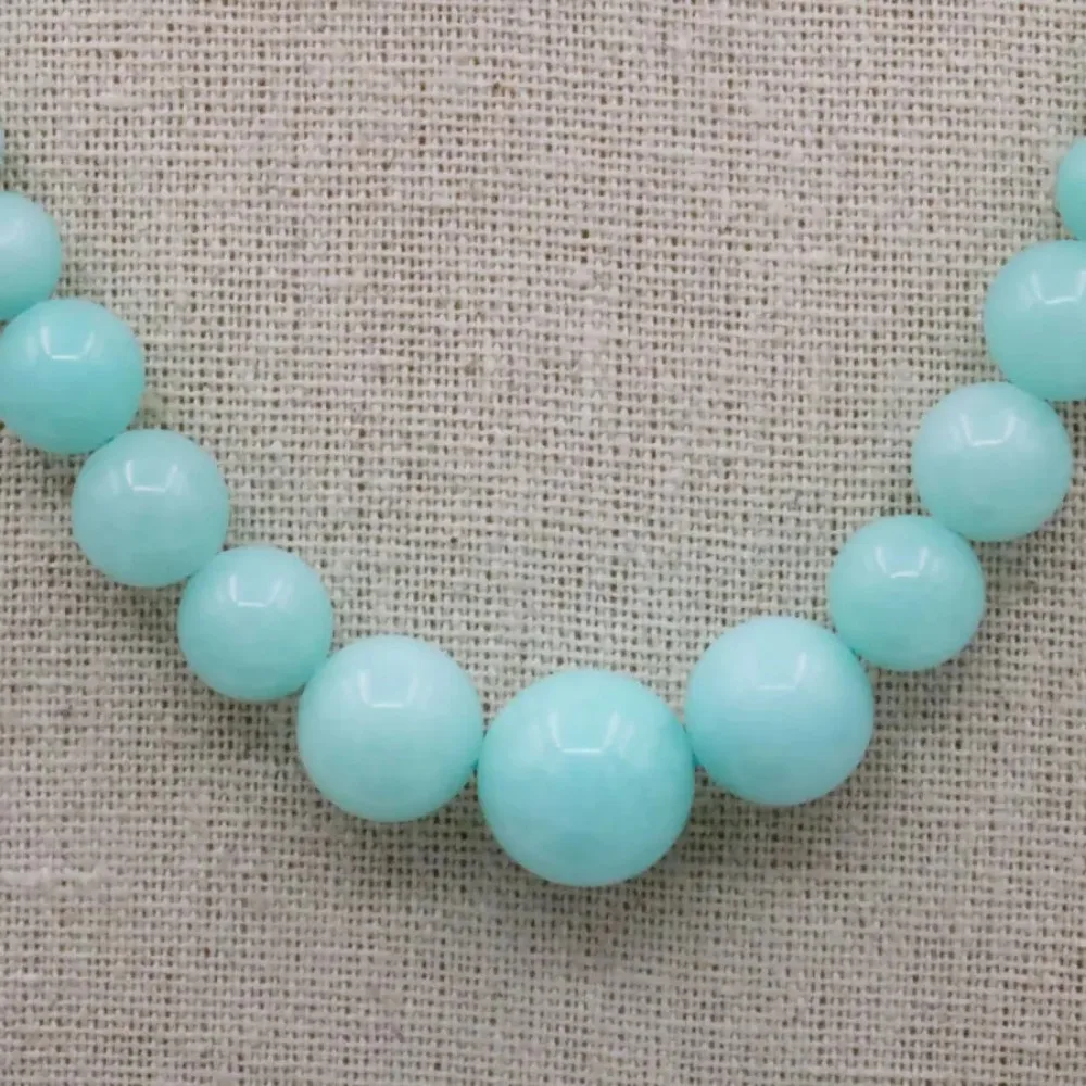 Blue Amazonite Lucky Stone Tower Necklace Chain Earring Sets Round Beads Fashion Jewelry Party Gifts Accessories 15inch 6-14mm