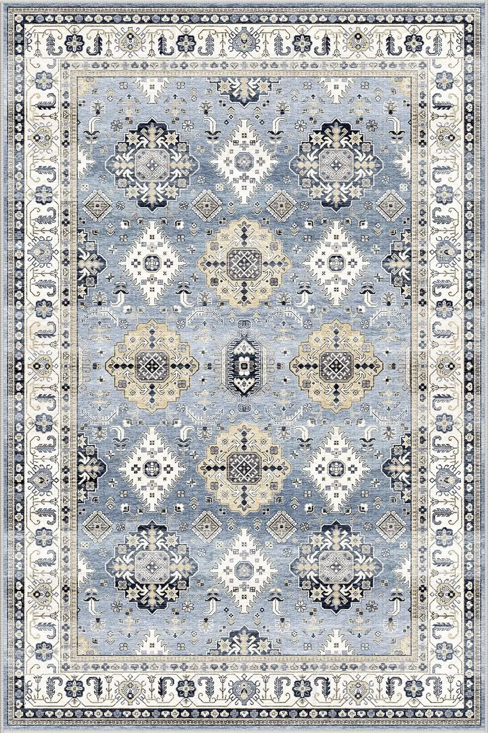 

Vintage 5x7 Area Rugs - Boho Large Washable Area Rug for Living Room Bedroom Oriental Medallion Floral Print Floor Carpet