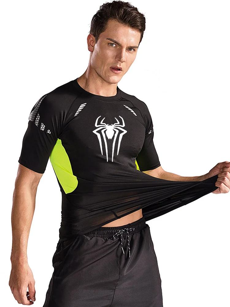 Superhero Compression T-Shirt Men Gym Fitness Short Sleeve Running Workout Training MMA Rashguard Tights Top Sport T-Shirt Men