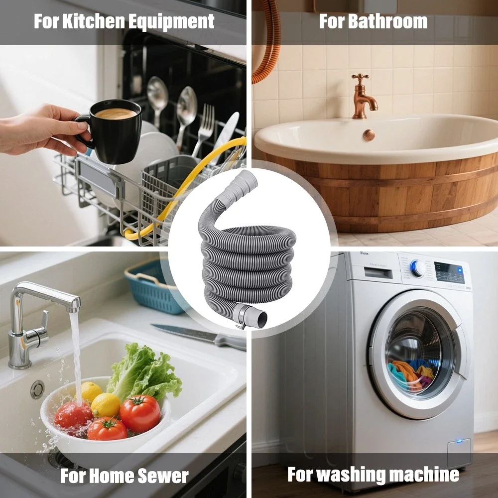 1–8 Meter zusammenklappbarer Wohnmobil-Schlauch, geruchsblockierende Kanalschlauchverlängerung, universeller Ablaufschlauch für Waschmaschinen, Rohre in Militärqualität