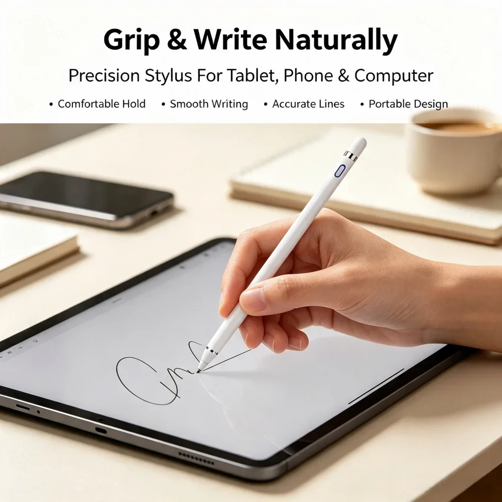 Rechargeable Universal Tablet Stylus Pen, Slim Active Touch Pencil for iOS iPad, Android Xiaomi Pad Samsung Tab Drawing Note 6