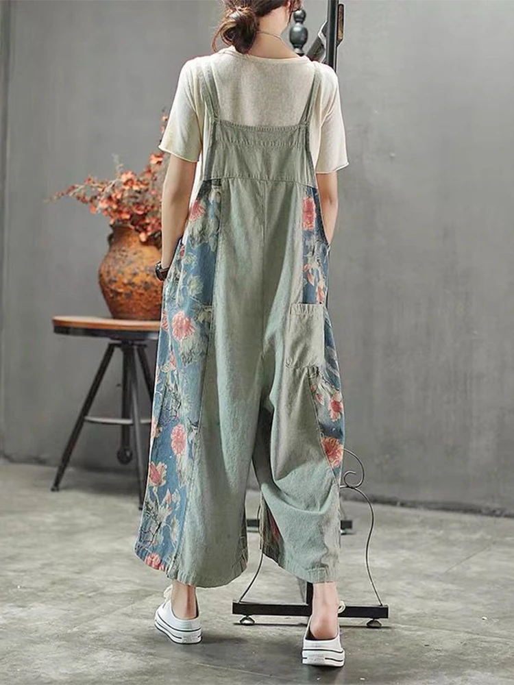 Max LuLu 2023 Autumn Fashion Overalls Womens Loose Printed Denim Wide Pants Ladies Luxury Classic Trousers Casual Floral Jeans