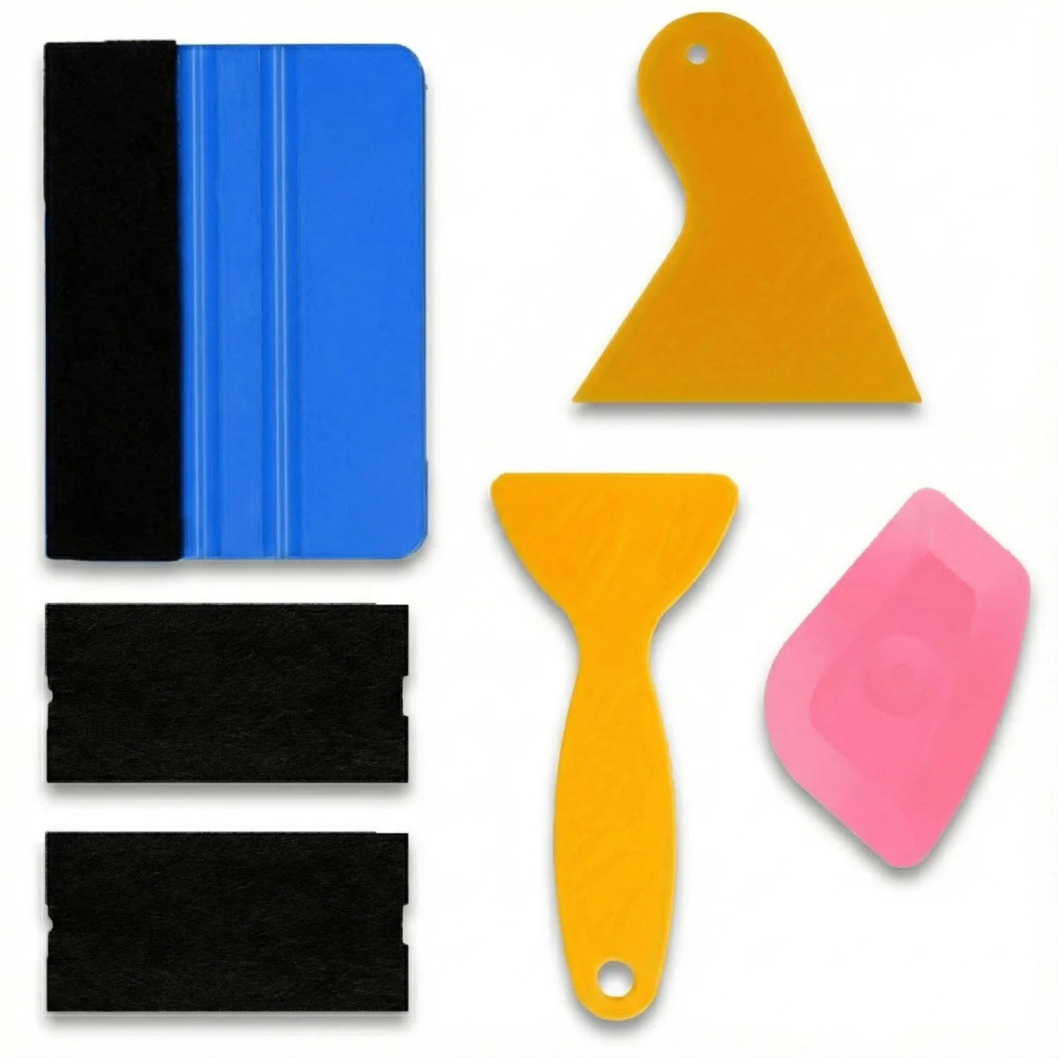 Car Vinyl Wrap Squeegee Tool Set Felt Edge Scraper Soft Plastic Window Tint Tools for PPF Paint Protection Film Bubble Removal
