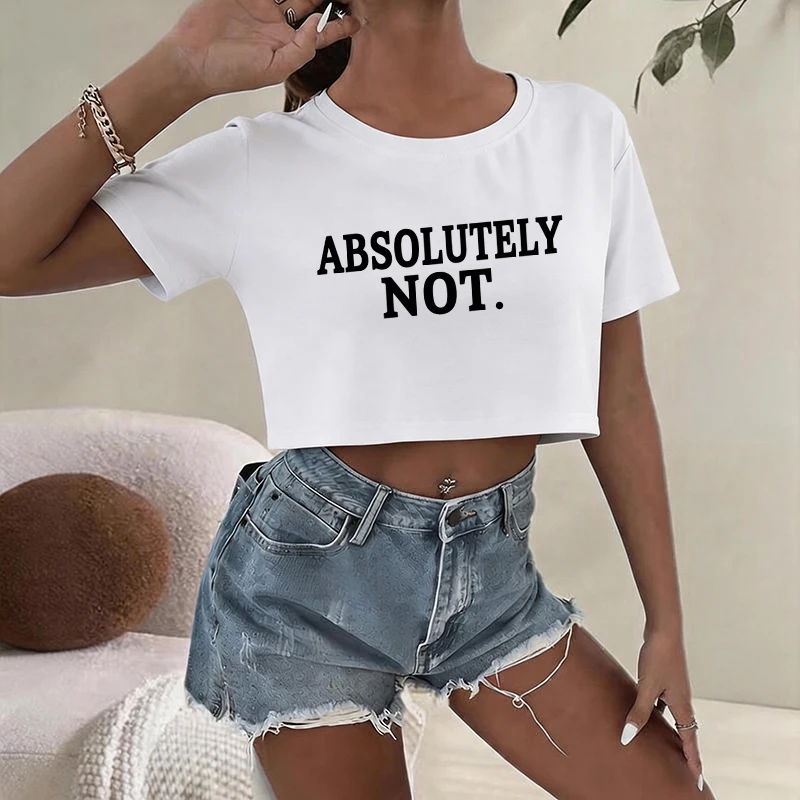 Letter Absolutely Not Print Sexy Crop Tops for Woman Graphic Y2k T-shirt Vintage Cropped T Shirt Women's Gothic Clothes Girls