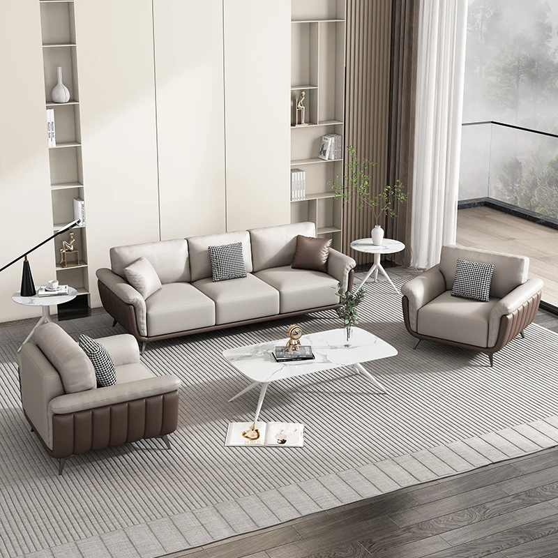 Luxury Office Sofa with Coffee Table Set Office Room Furniture Synthetic Leather Sofa Modular Modern