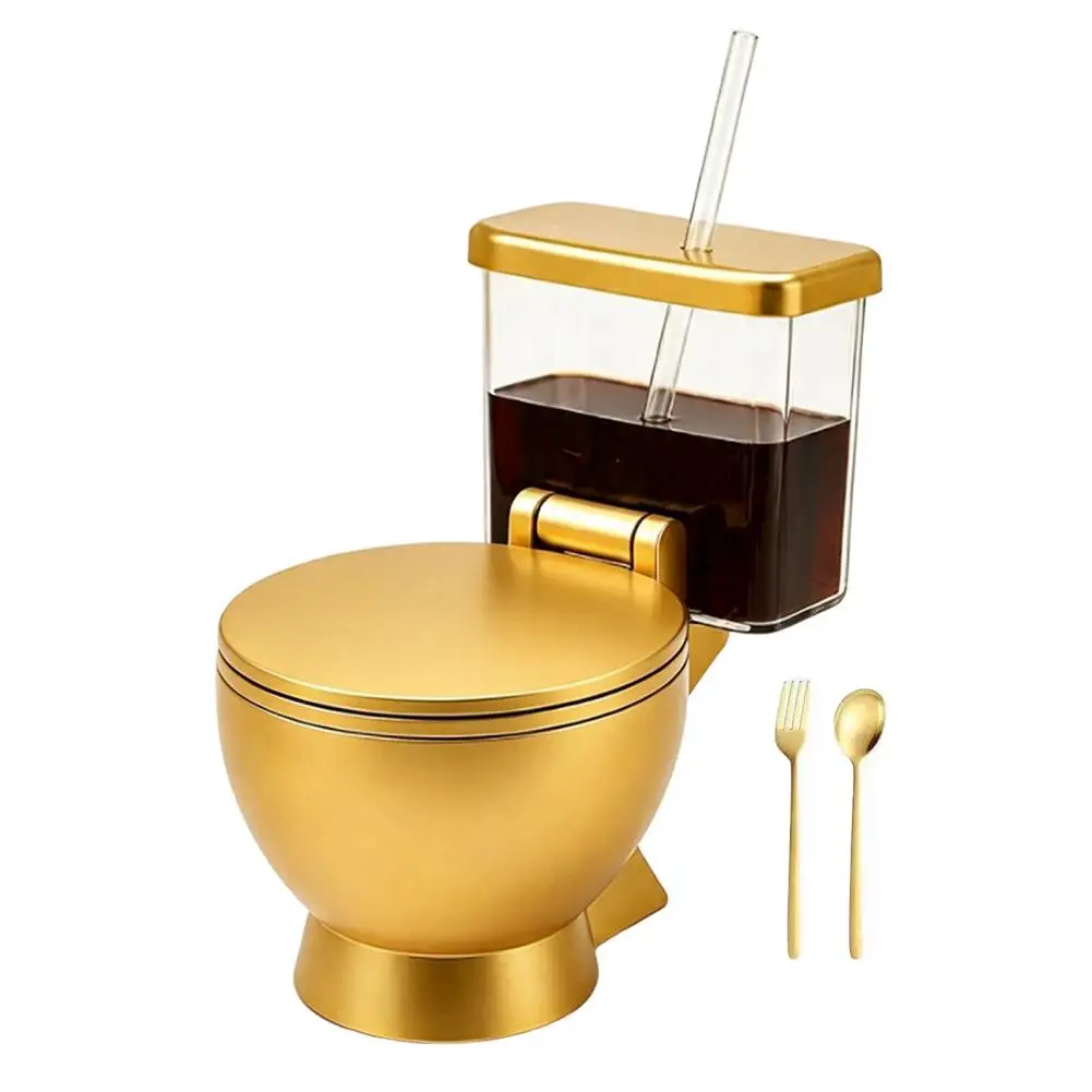 Easy to Clean Food Container Toilet Ramen Bowl with Built-in Drink Cup Straw Capacity Novelty Food Container for Home