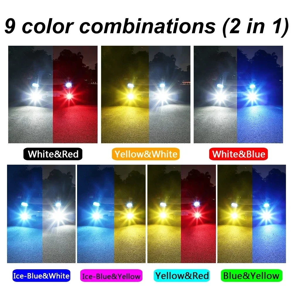 Super Bright Two Colors H11 H8 9006 HB4 HB3 H16 Car Fog Light Bulb Day Driving Running Light White Yellow Green Led Lights Car
