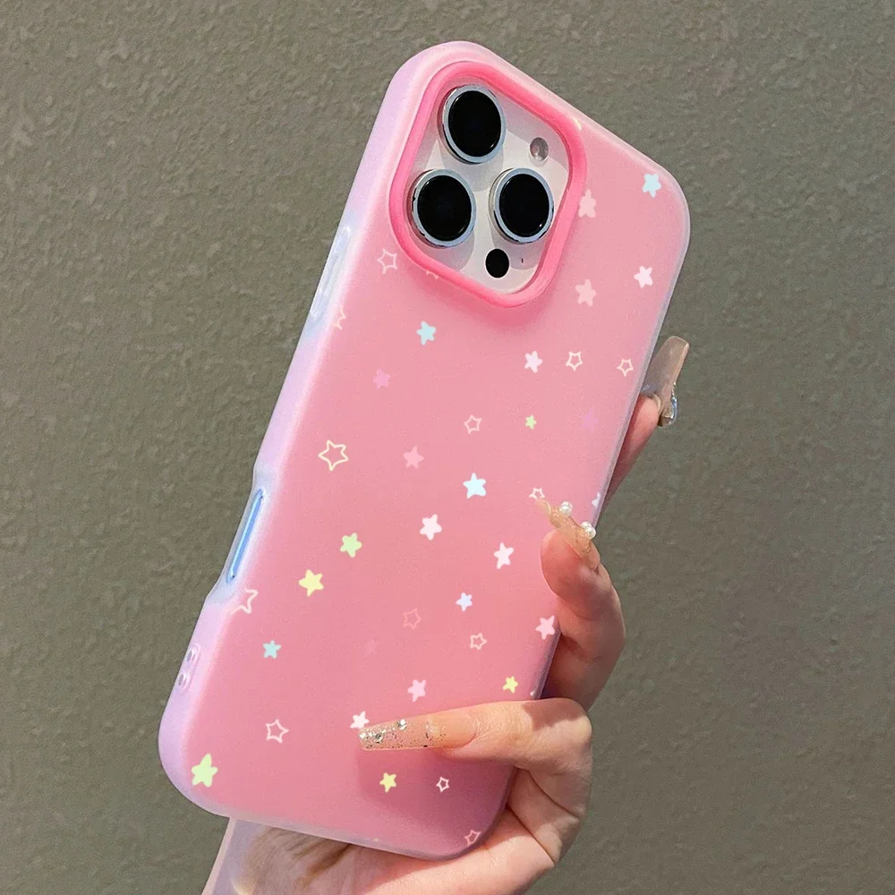 Cute Color Colorful Star Shockproof  Matte Candy Color 2 in 1 Phone Case for Oppo Reno15 Reno14 Reno13 Reno12 Reno11 Z Pro 4G 5G