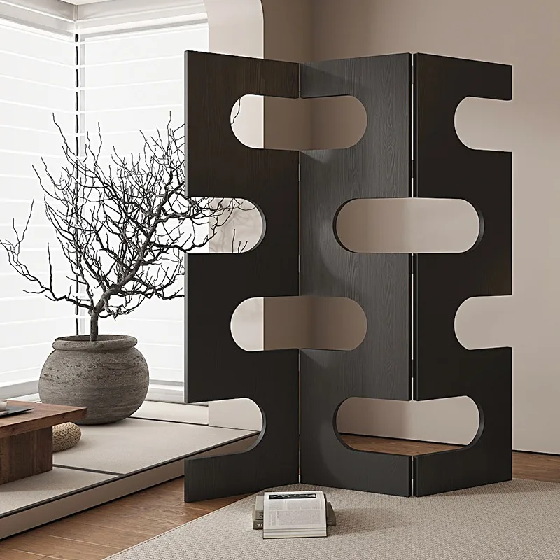 

French retro screen, partition, living room, hollow folding screen, folding mobile.