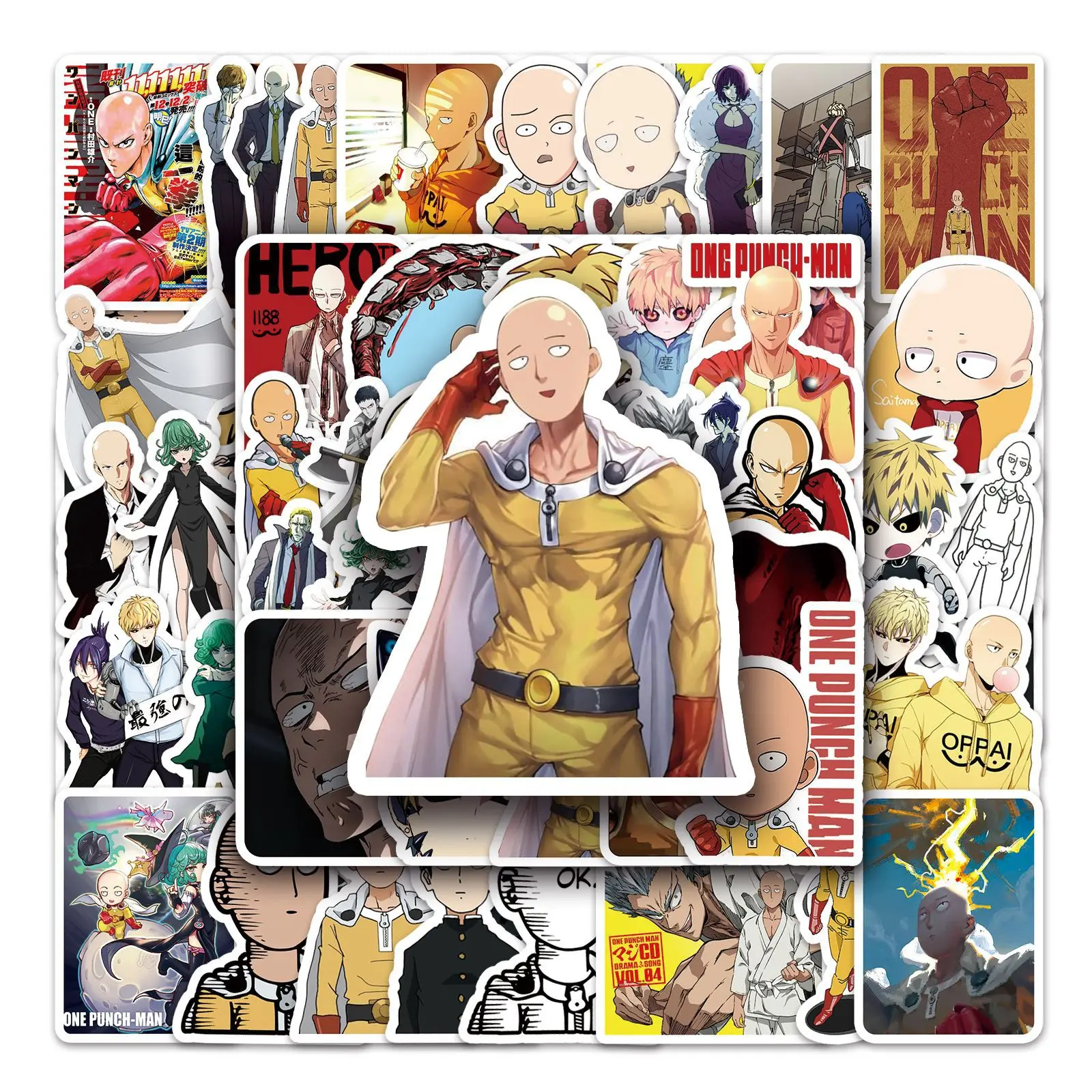 

10/57PCS One Punch Man ONE PUNCH-MAN Japanese Manga Anime Two-dimensional Decorative Waterproof Sticker Kids Toy