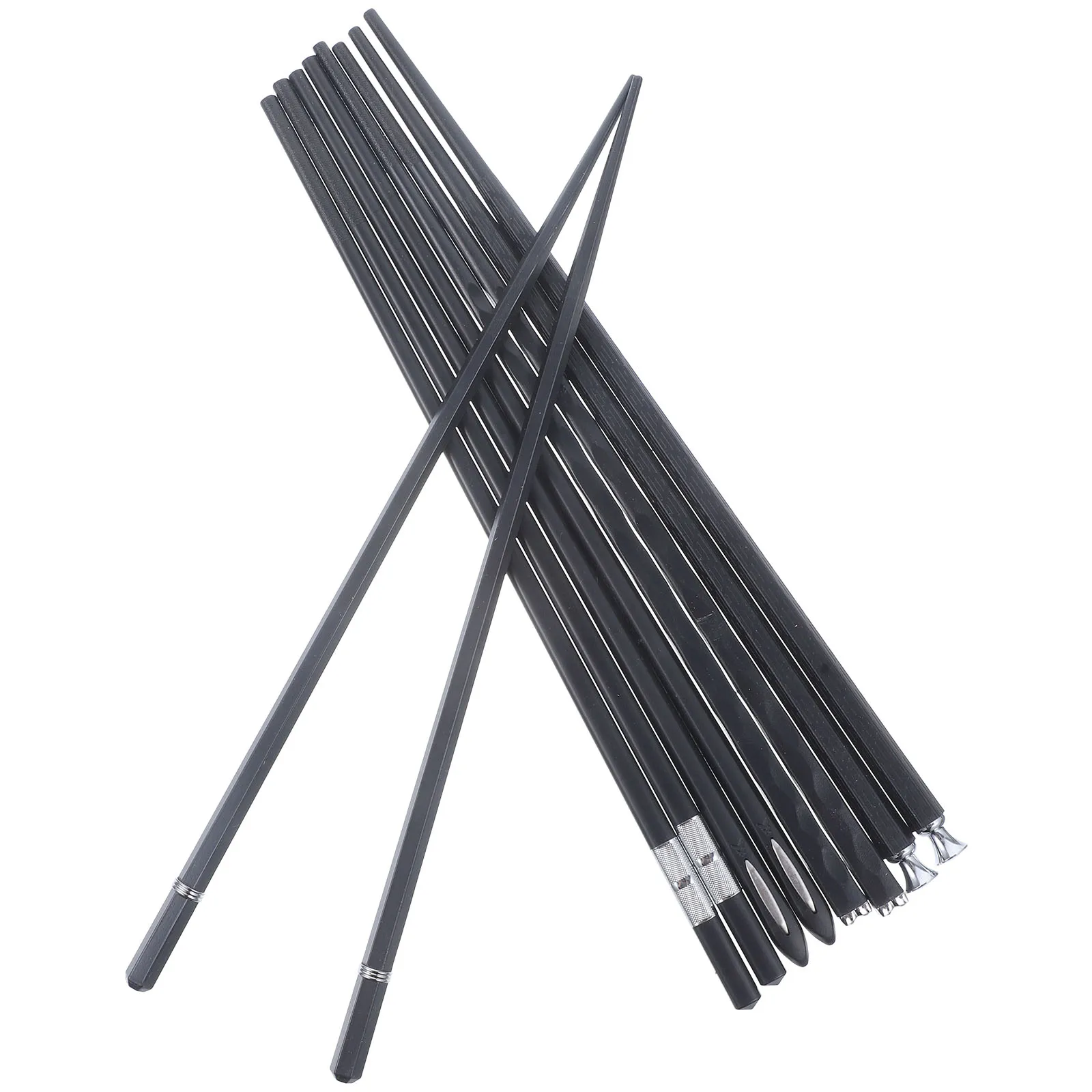 

5 Pairs Anti-slip Alloy Chopsticks Heat-resistant Fiberglass Japanese Household Tableware