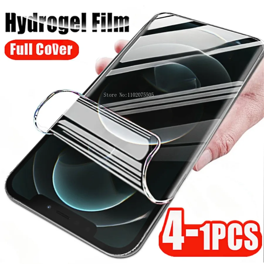 4-1pcs Hydrogel Film for IPhone 11 12 13 14 15 8 7 6 Pro Max Screen Protectors for Iphone 16 Pro Max 12 mini 12pro Hydrogel film