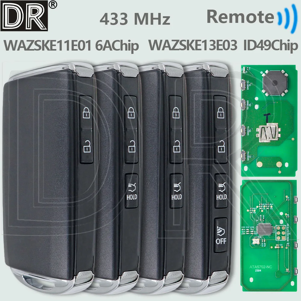 

DR 6A/ID49 чип 433 МГц бесконтактный автомобильный дистанционный ключ WAZSKE11E01 WAZSKE13E03 для Mazda Axela CX30 CX-30 CX-5 CX-8 CX-9 2016-2021