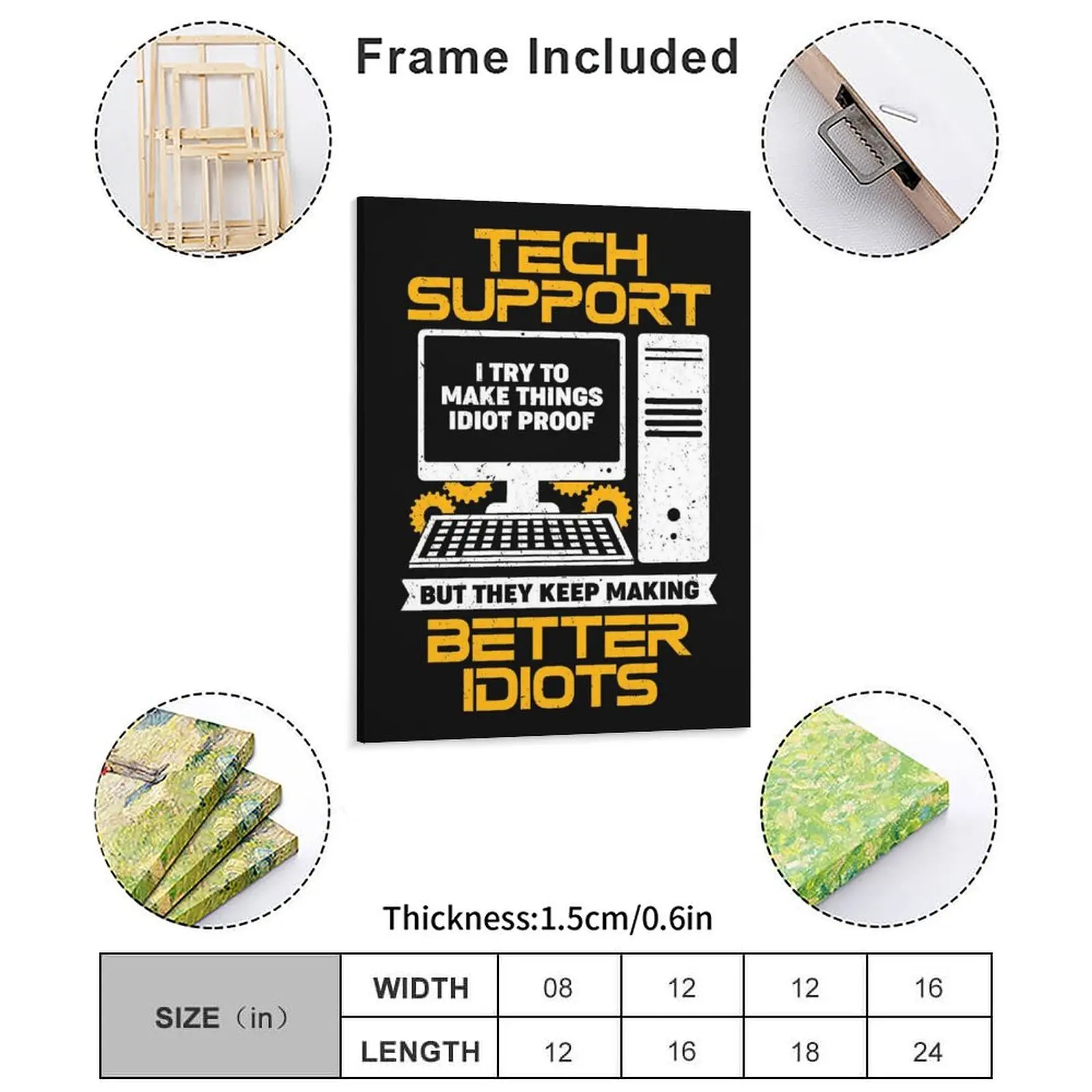Tech Support Specialist Canvas Painting Printed Painting Cave Vintage Garage Framed Wall Paintings