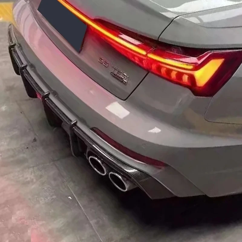 Carbon Fiber Rear Diffuser with Led for S6 & A6 Sline C8 Sports Bumper 2019UP