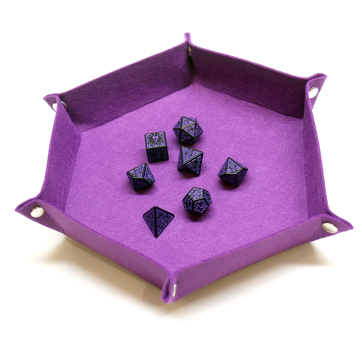 1PC Dice Tray Set Foldable Dice Trays Hexagon Dice Rolling Tray Felt Dice Holder for Dice Games Like RPG, and Other Table Games image 4