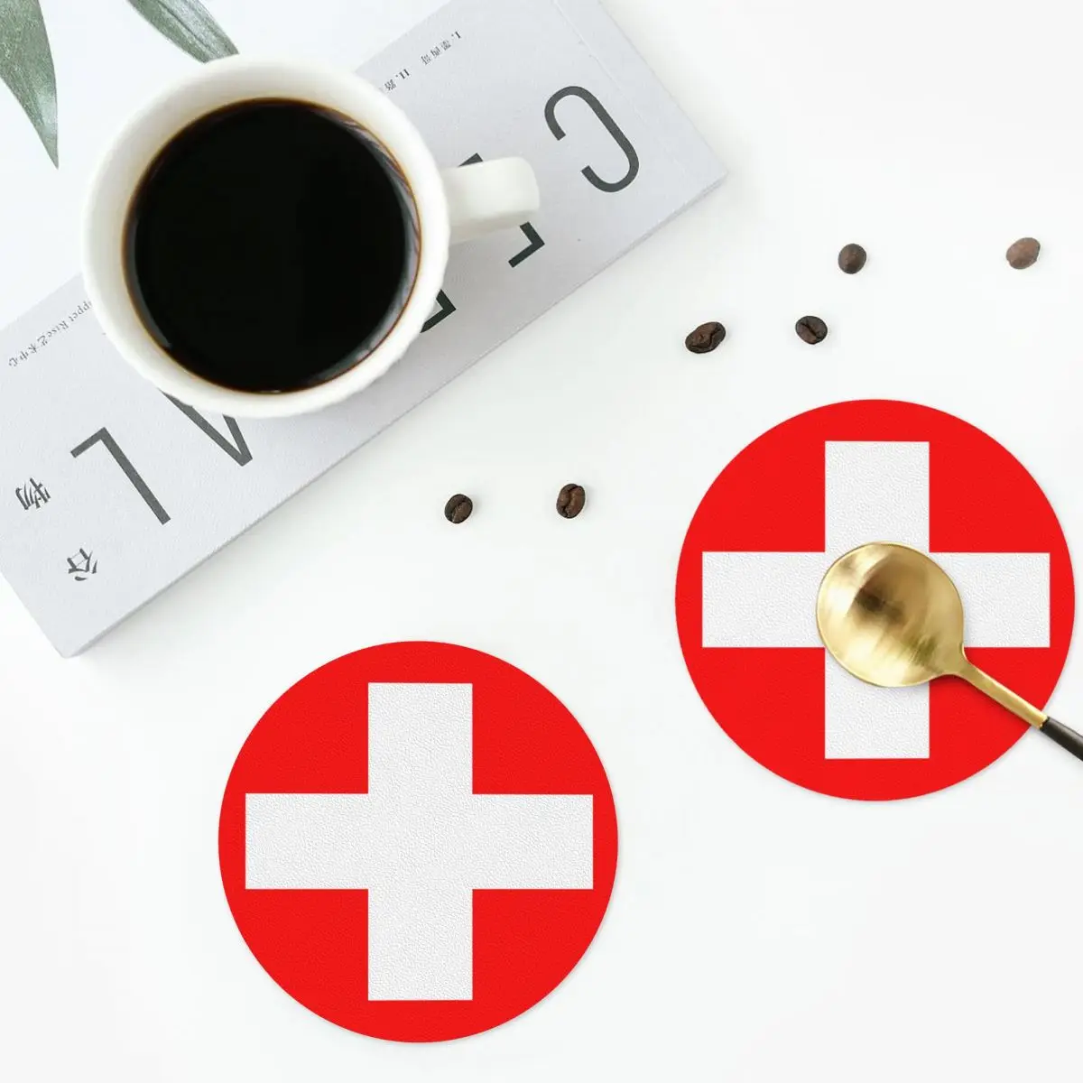 

Подставки с флагом Швейцарии, кухонные салфетки, нескользящие изоляционные коврики для чашек, кофейные коврики для декора, домашняя посуда, подушечки, набор из 4 шт.