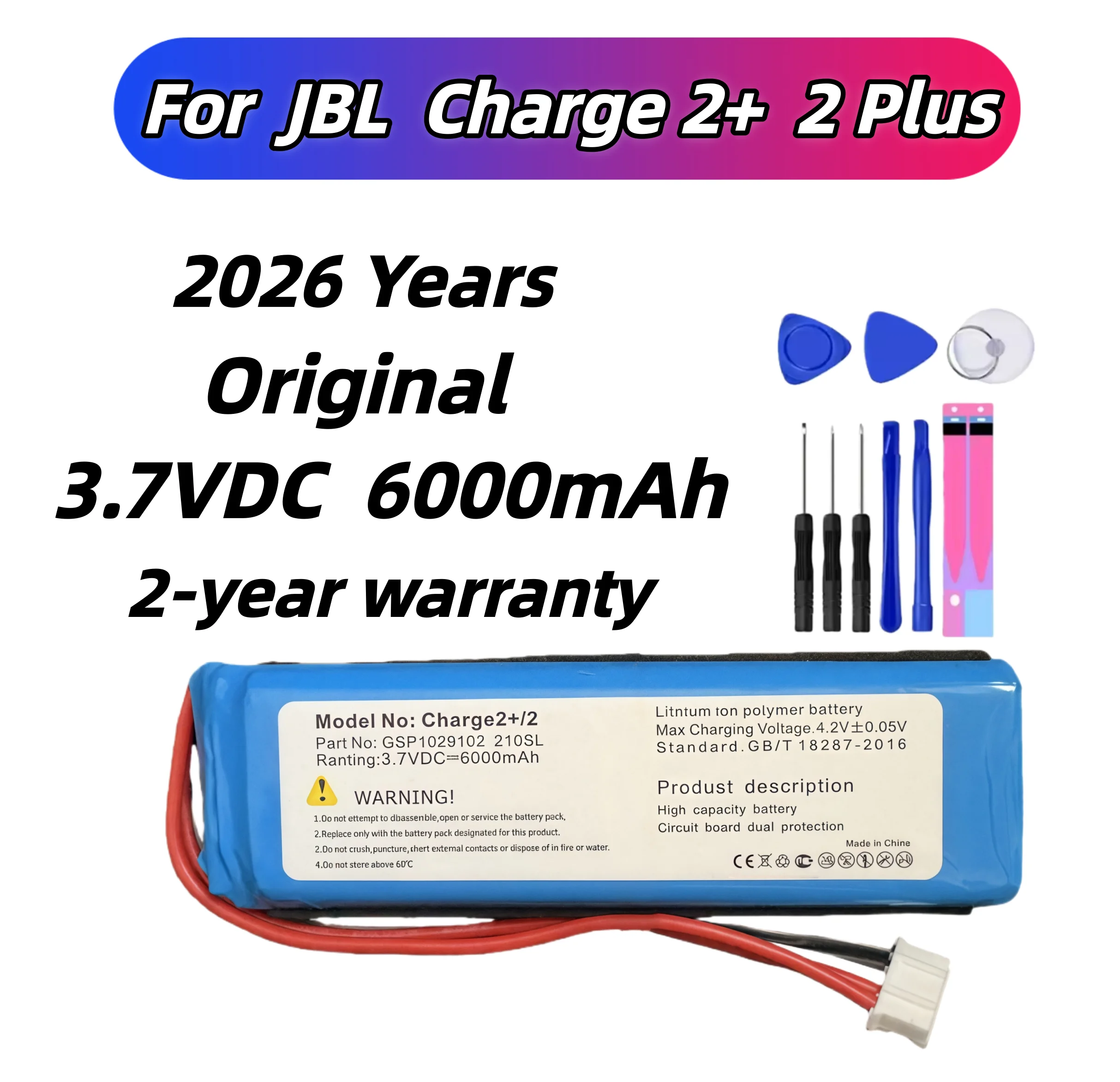 

Original Durable Li-Polymer Battery For JBL Charge 2+ 2 Plus - Perfect Replacement For Old/Damaged Speaker Batteries