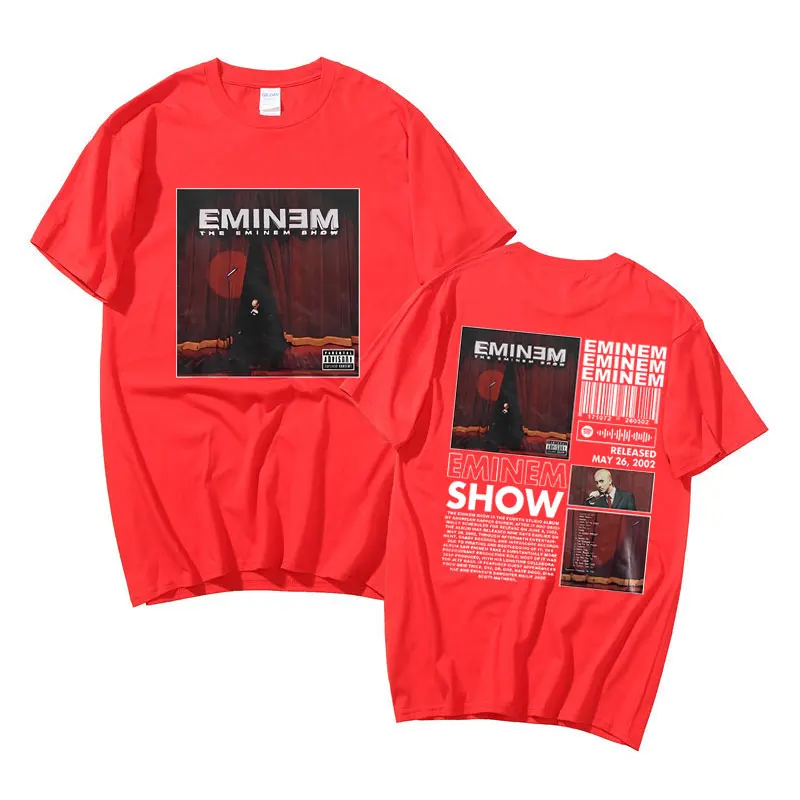 New Rapper The Eminem Show Album Double Sided Print Cotton T-shirt Men Hip Hop Oversized T-shirts Male Vintage Style Tees Summer